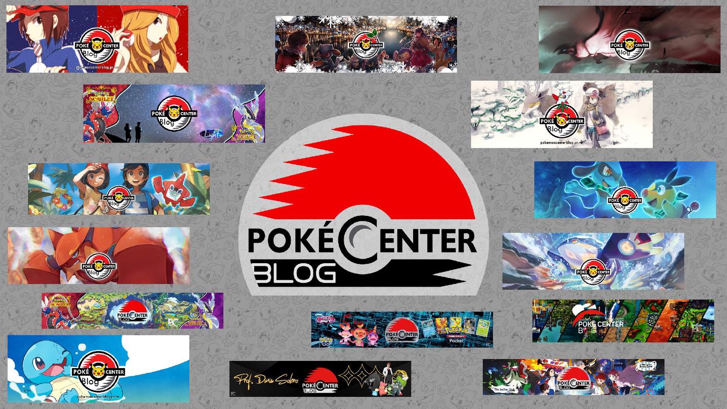 A selection of banners and logos from Poké Center Blog’s history, from 2012 to 2025